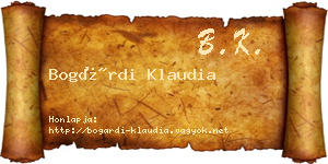 Bogárdi Klaudia névjegykártya
